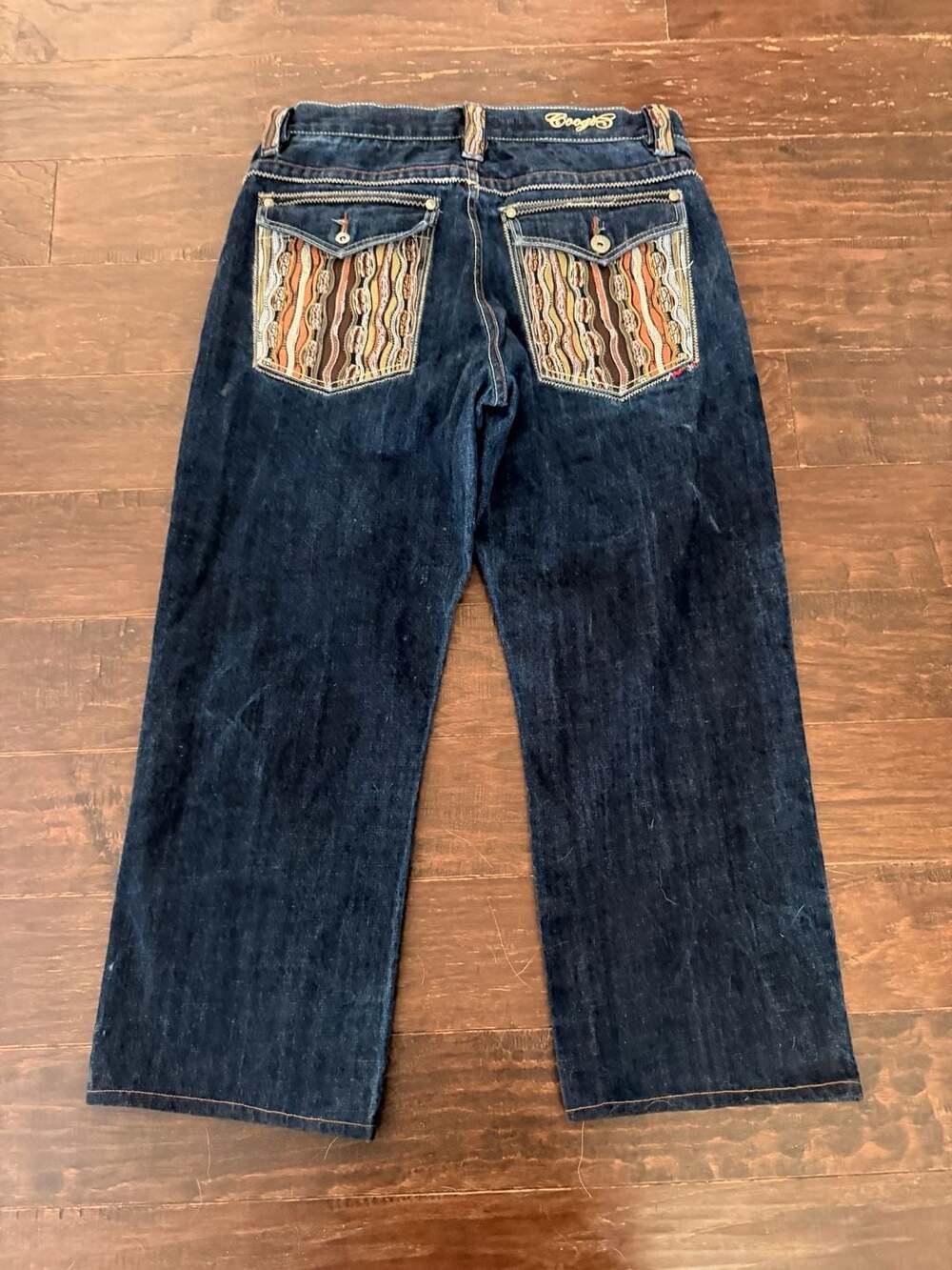 Vintage Coogi Y2K Baggy Denim Jeans with Embroidered Textured Pockets